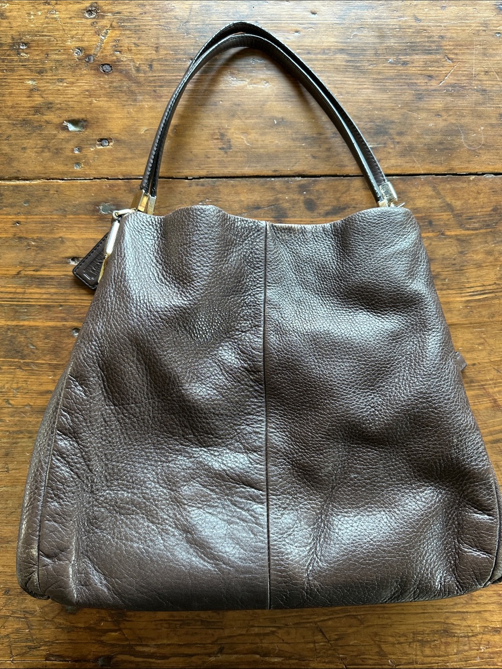 Coach Madison Phoebe Brown Pebbled Leather Shoulder Bag